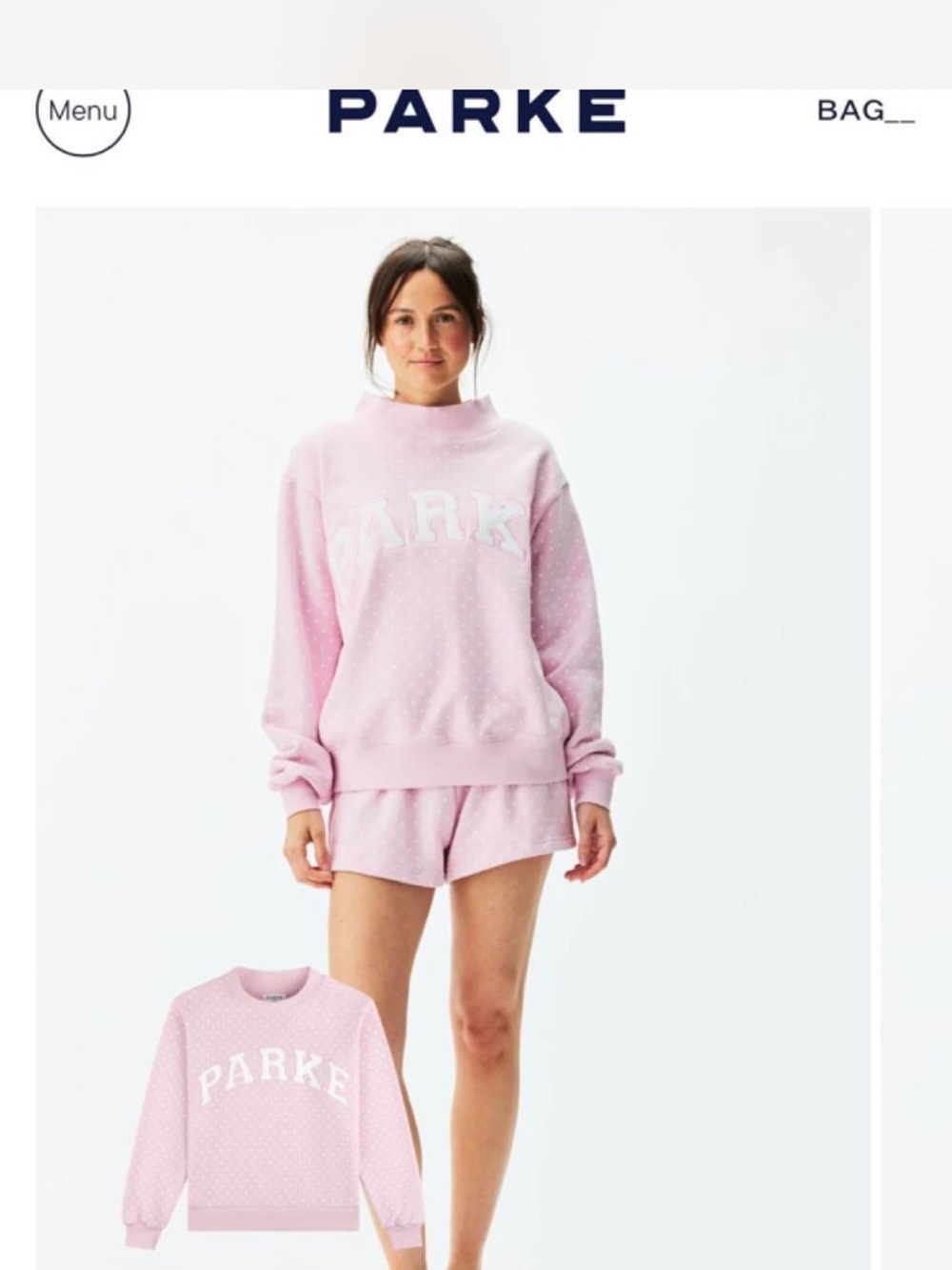 Parke Pink Dot-Texture Crew Sweatshirt